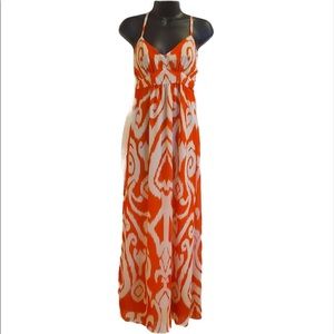 INC Orange Multi Print Sleeveless Maxi Dress Size6